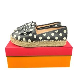 Kate Spade Black & White Polka Dot Espadrille Flats Platforms
